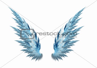 Blue angel wings white background