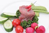 Vegetables and raw meat