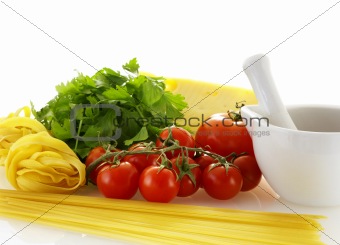 fresh raw ingredients for making pasta