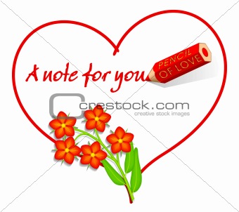 Love Note with Scarlet Pimpernel Flowers, Red Chickweed