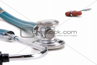 Stethoscope and feflex hammer