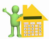3d puppet with calculator in form of house