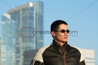 Male Model in Motorcycle Jacket