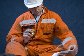 Engineer checking the plans