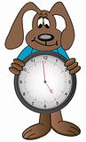 cartoon dog holding clock