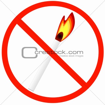 no fire or matches allowed sign