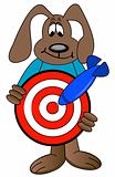 dog cartoon holding target