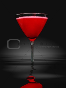 red martini glass in water