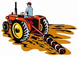 Farmer plowing the field