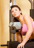 Woman dumbbell heavy weightlifting exercises 