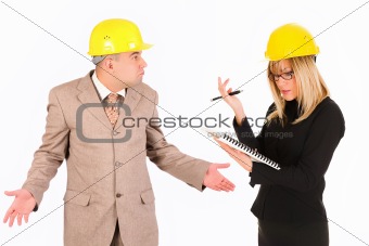 angry businesswoman and architect 
