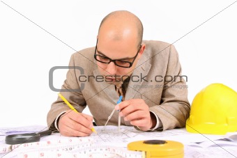Businessman with architectural plans 
