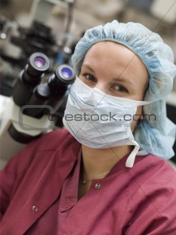 Portrait of Embryologist wearing mask