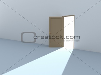 Conceptual image - bright light from an open door