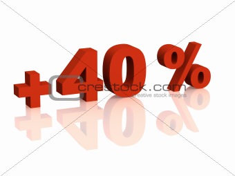 Red 3d inscription - plus of  forty percent