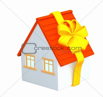 3d house - gift, wrapping a tape