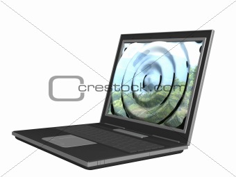 3d laptop with the deformed image on the monitor