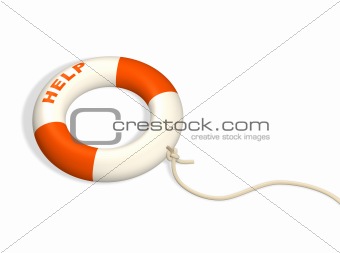 3d lifebuoy ring, adhered to a cord