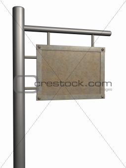 Old rusty 3d signboard on a column