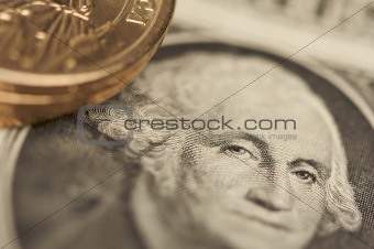 Abstract U.S. Dollar Coins & Bills