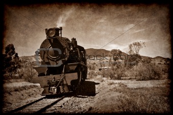 old steam train in grunge