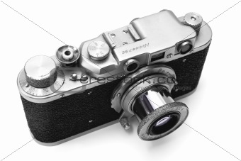 Vintage rangefinder camera over white with clipping path - 2