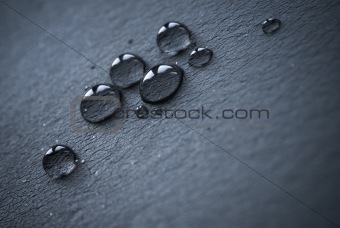 water drops over black leather