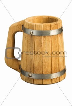  Wooden beer mug (isolated on white)