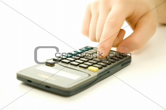Calculator in use