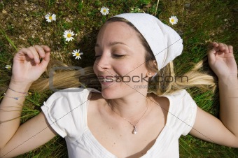smiling girl on grass
