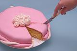 cutting a slice from a cake