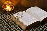 old book and glasses