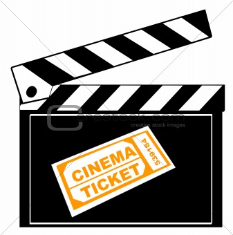 clapboard and cinema ticket