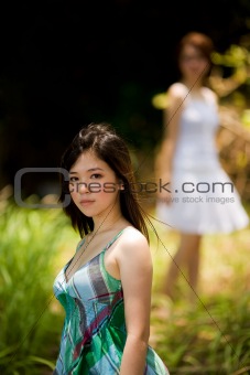 young asian girls outdoor