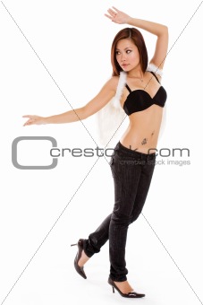 dancing woman angel with tanned skin 