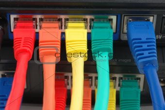 Multi color cables connected