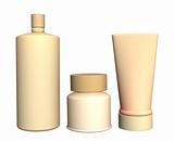 Three cosmetic 3d tubes of beige color