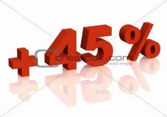 Red 3d inscription - plus of forty five percent