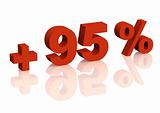 Red 3d inscription - plus of ninety five percent