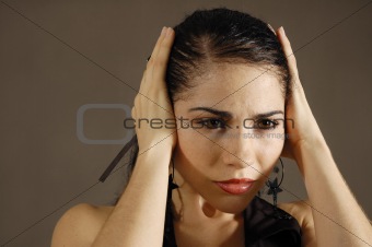 Stressed hispanic woman