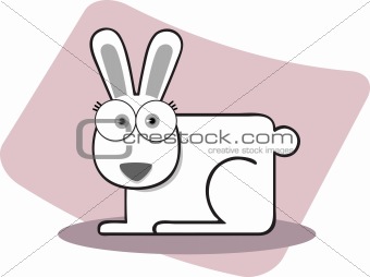 Cartoon Rabbit in Black and White
