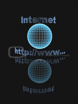 Wire globe and the text - letters the Internet-address