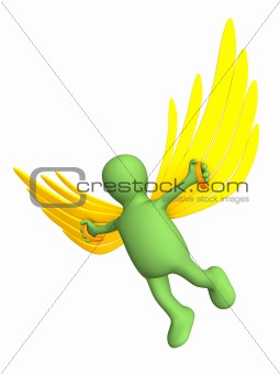 3d person - puppet, flying on artificial wings