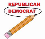 pencil choosing democrat over republican