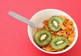 light breakfast - cornflakes with kiwi