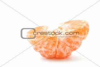 lonely peeled tangerine on white