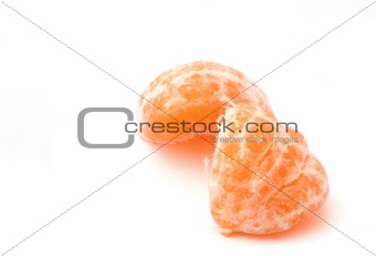 peeled tangerines on white