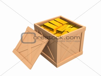 The open parcel, filled with gold ingots