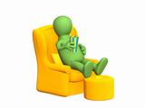 The 3d person - puppet, having a rest in a soft armchair