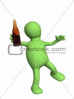 Drunk 3d doll - puppet with a bottle